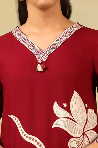 Ishani maroon lily kurta set