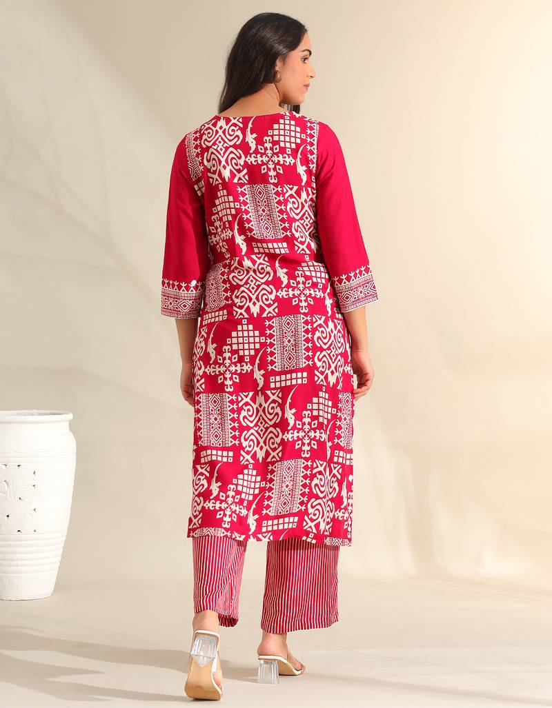 Avni magenta mosaic kurta set
