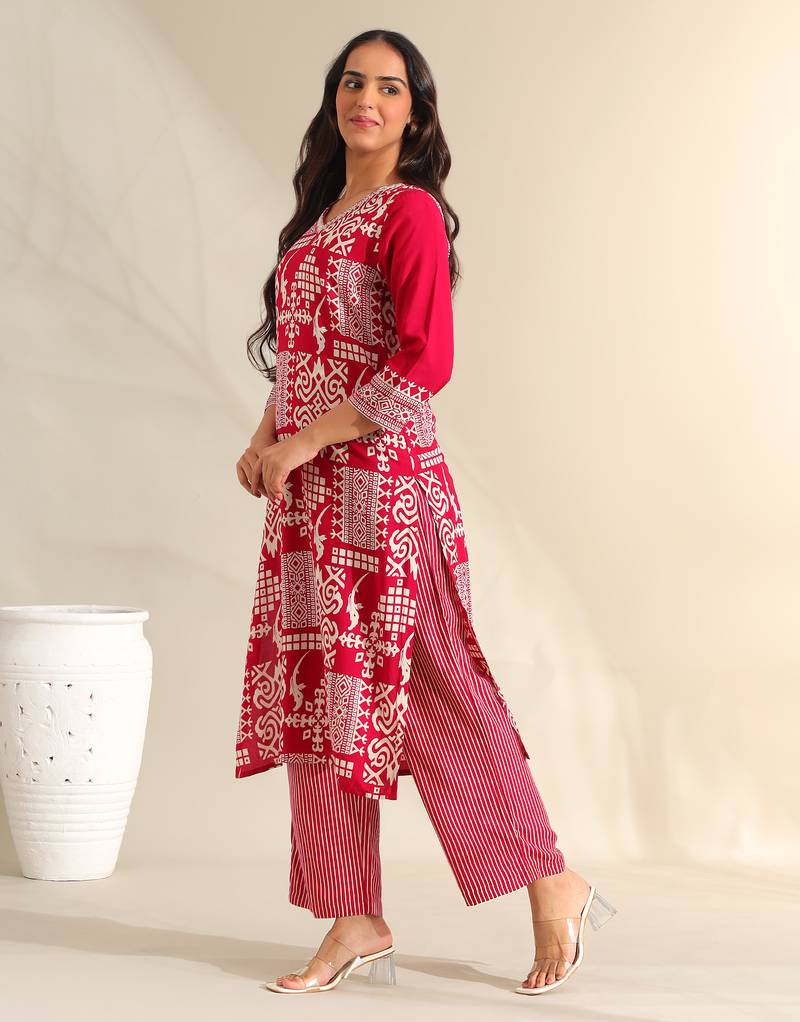 Avni magenta mosaic kurta set