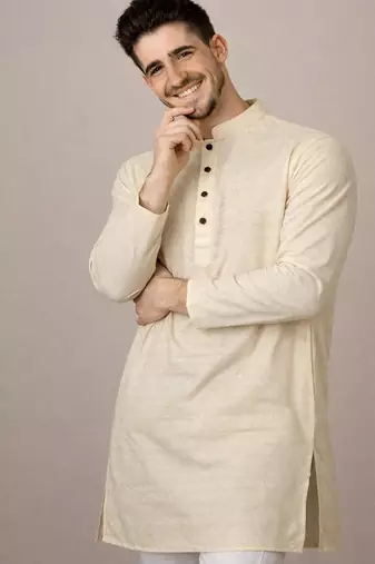 Off white color jaquard butti work jaquard silk kurta payjama set