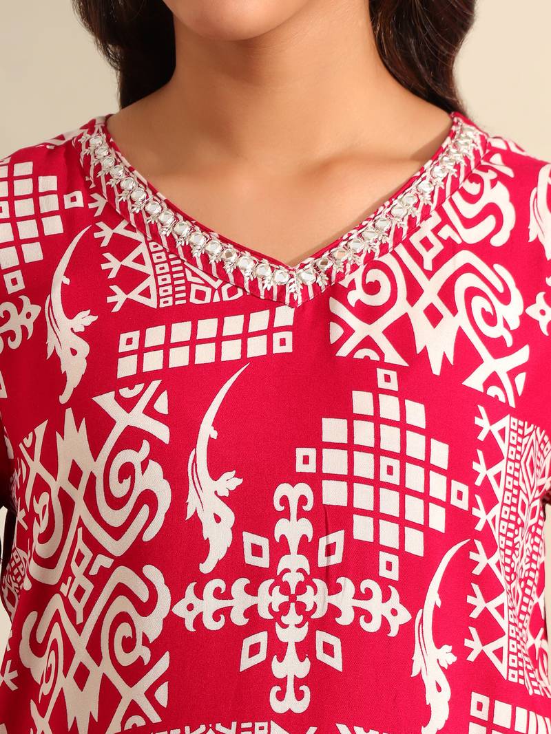 Avni magenta mosaic kurta set