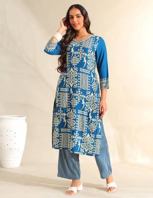Noor azure tribal kurta set 1