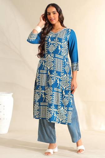 Noor azure tribal kurta set