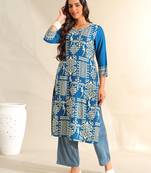 Noor azure tribal kurta set