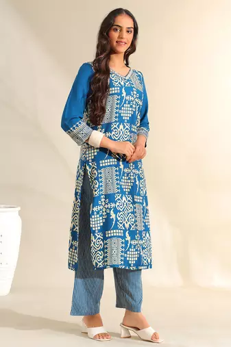 Noor azure tribal kurta set