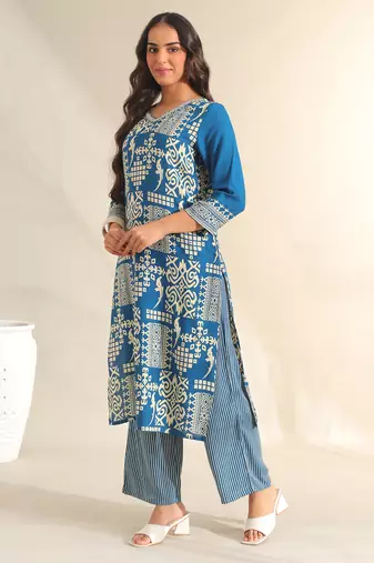 Noor azure tribal kurta set