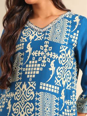 Noor azure tribal kurta set 4