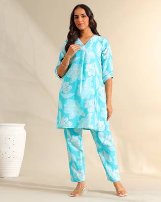 Ojasvi aqua botanical kurta set 1
