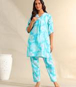 Ojasvi aqua botanical kurta set