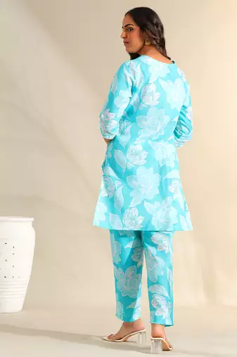 Ojasvi aqua botanical kurta set