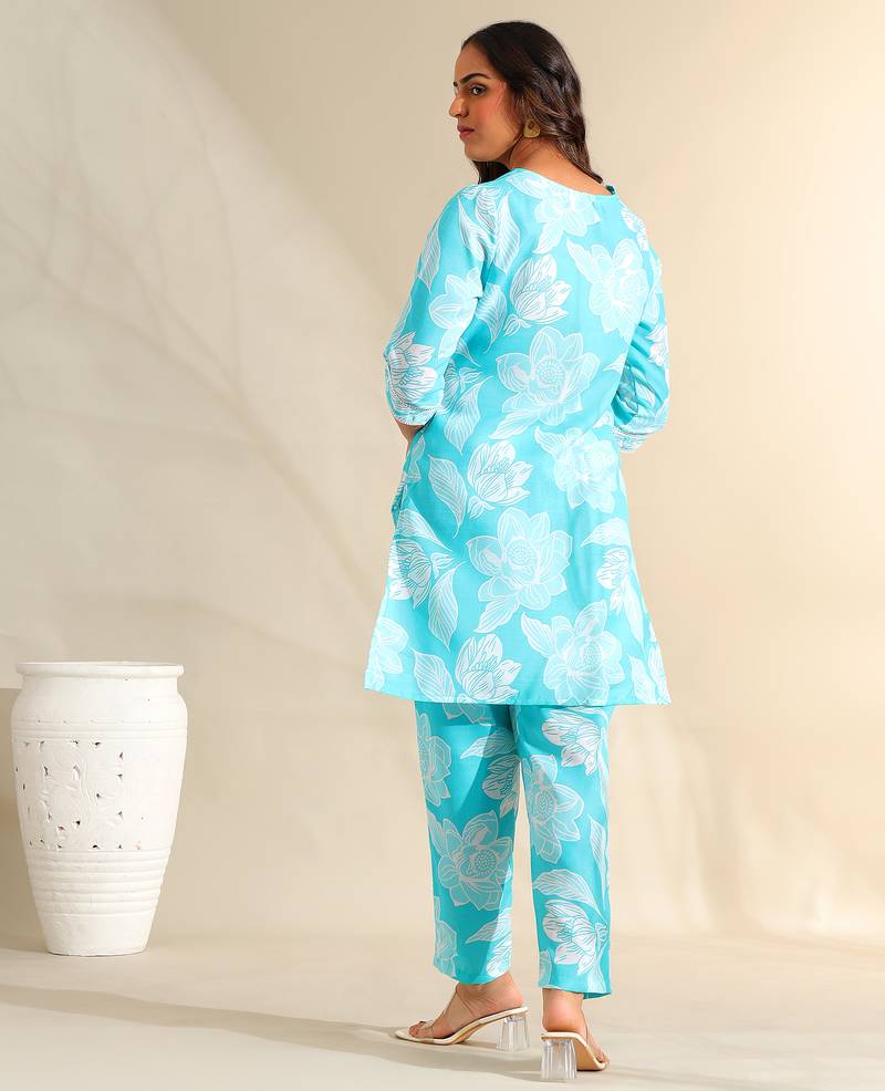 Ojasvi aqua botanical kurta set