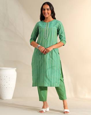 Shanvi sea-mist bandhani kurta set 1