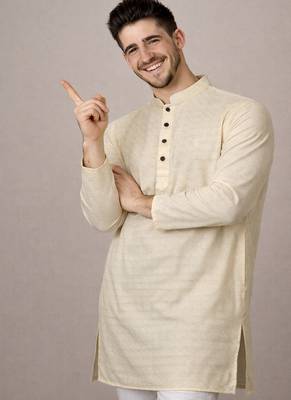 Off white color jaquard butti work jaquard silk kurta payjama set 4