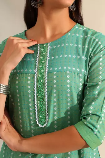 Shanvi sea-mist bandhani kurta set