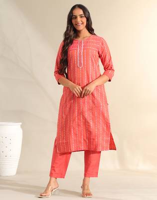 Prisha coral bandhani kurta set 1