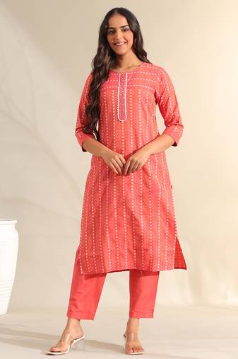 Prisha coral bandhani kurta set