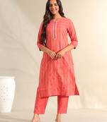 Prisha coral bandhani kurta set