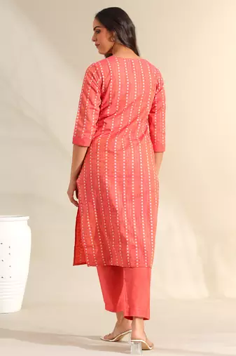 Prisha coral bandhani kurta set