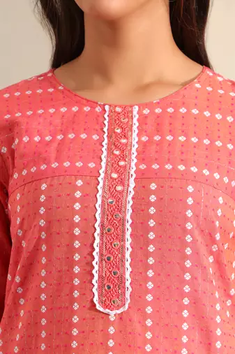 Prisha coral bandhani kurta set