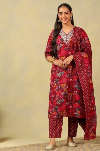 Sia crimson floral dream suit set