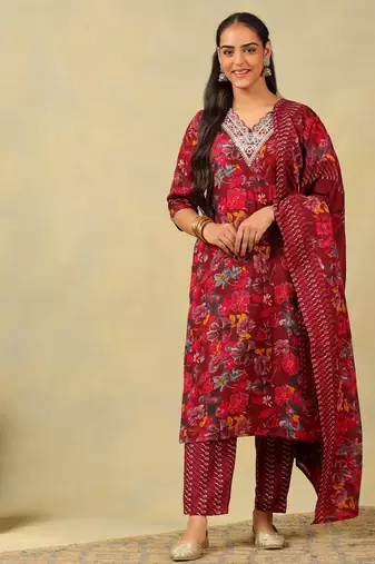 Sia crimson floral dream suit set