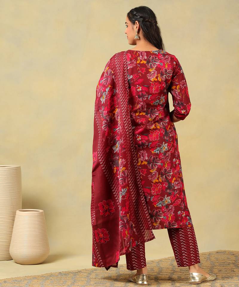 Sia crimson floral dream suit set