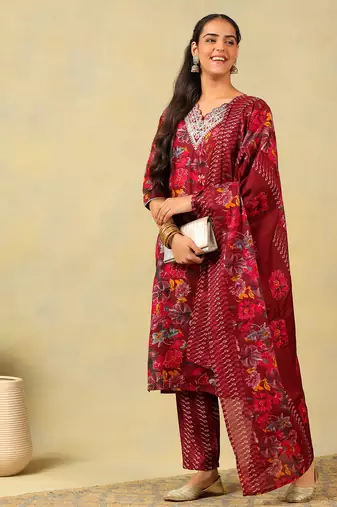 Sia crimson floral dream suit set
