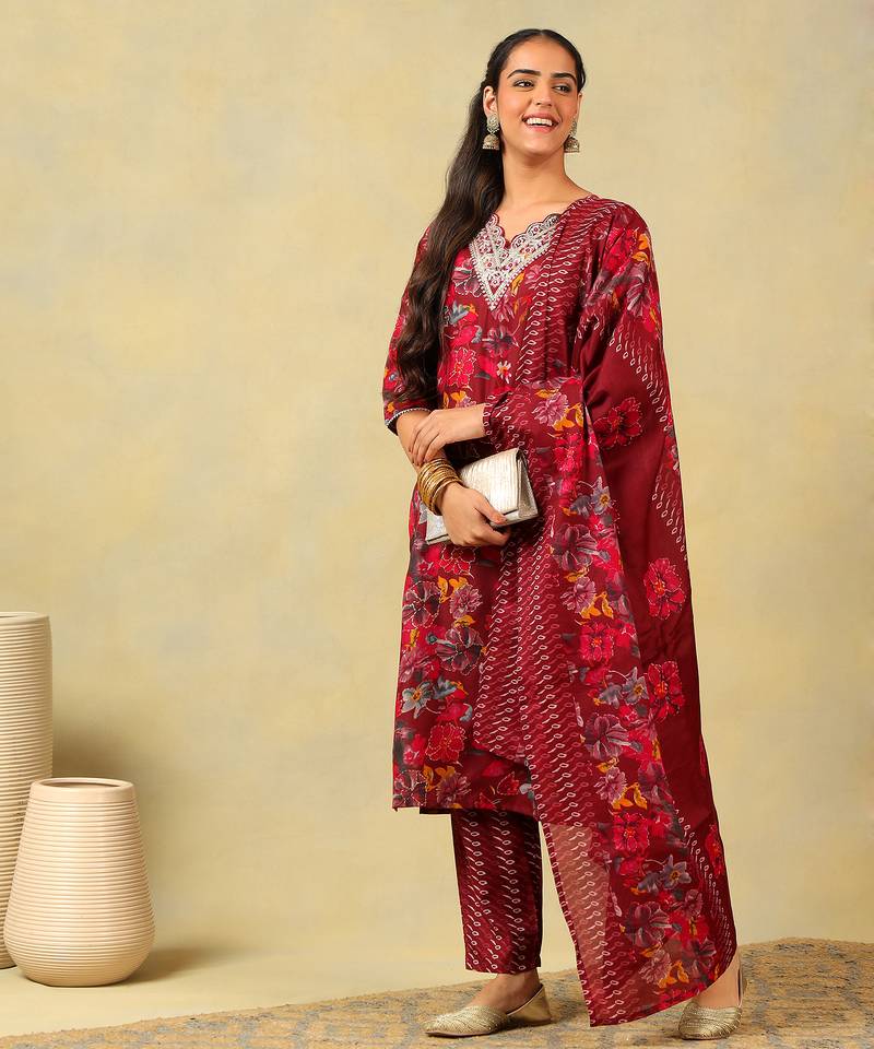 Sia crimson floral dream suit set