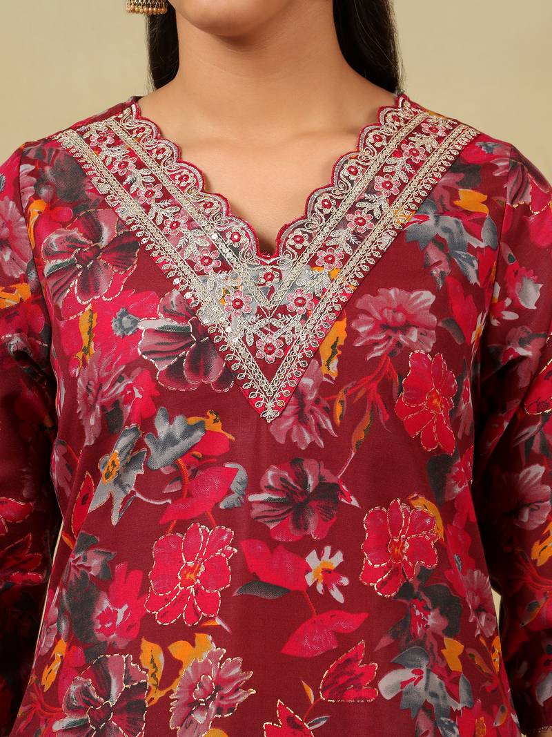 Sia crimson floral dream suit set