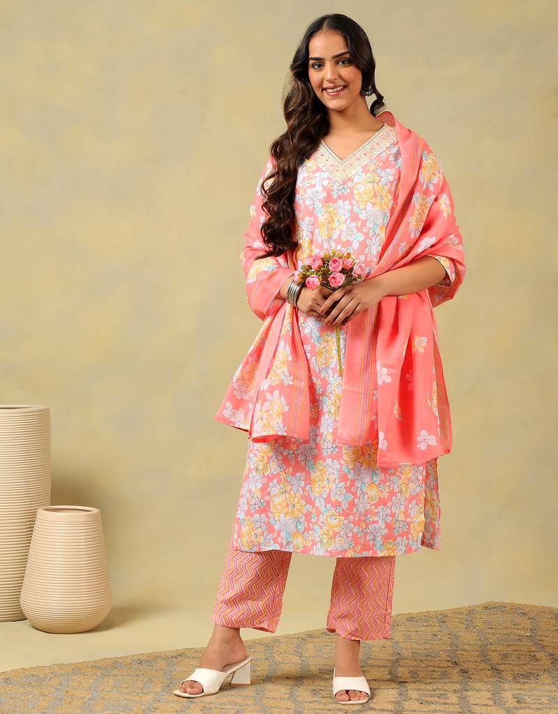 Ishika rose garden suit set