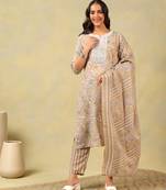 Aradhya taupe floral suit set