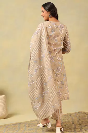 Aradhya taupe floral suit set