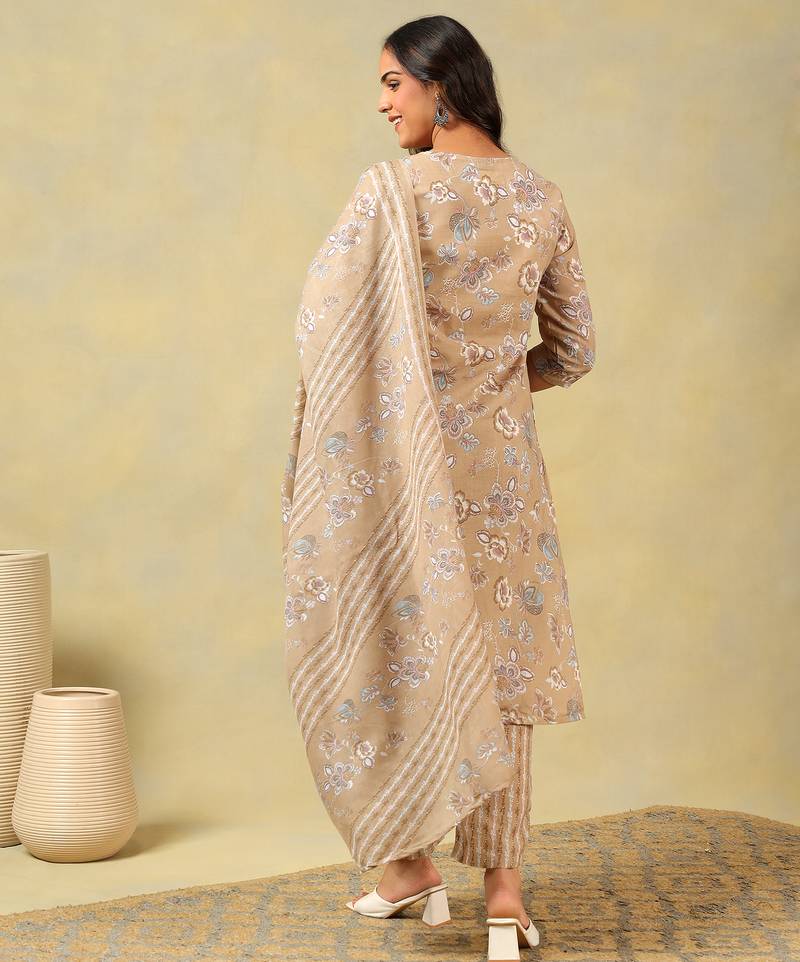 Aradhya taupe floral suit set