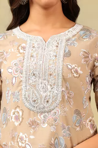Aradhya taupe floral suit set