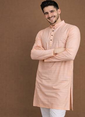 Peach color jaquard butti work jaquard silk kurta payjama set 3