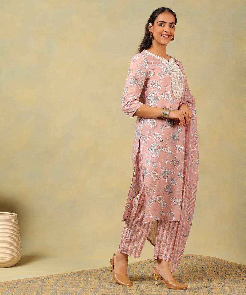 Sanaya rose floral suit set