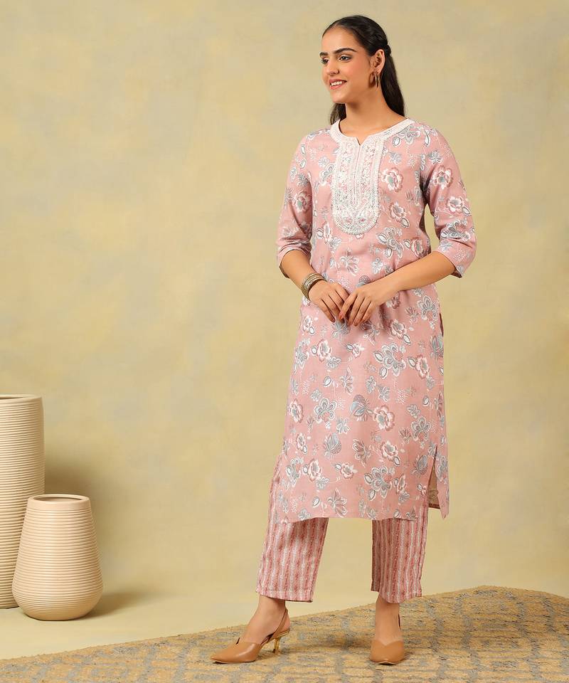 Sanaya rose floral suit set
