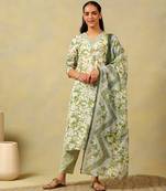 Navya olive foliage suit set