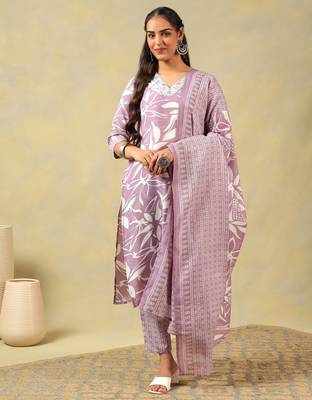 Myra lavender leaf suit set 1