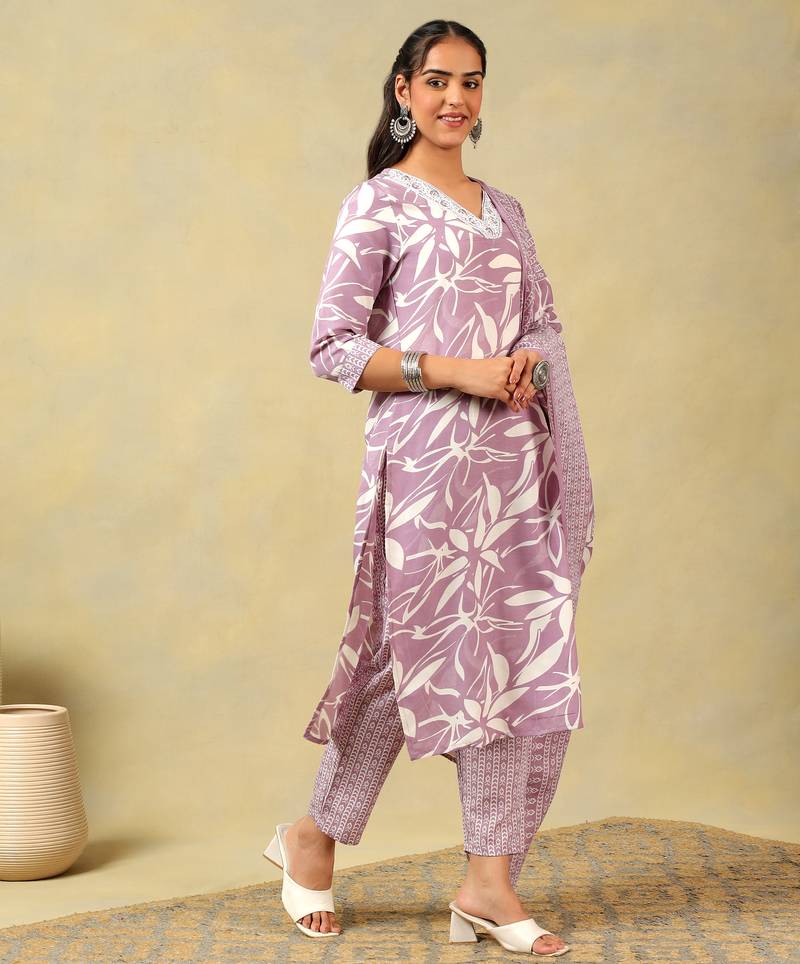 Myra lavender leaf suit set