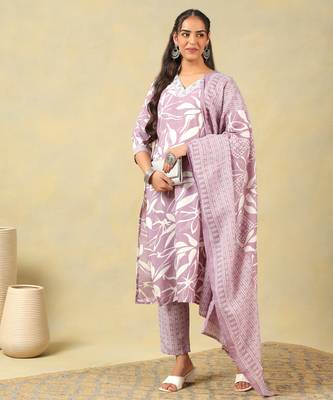 Myra lavender leaf suit set 4
