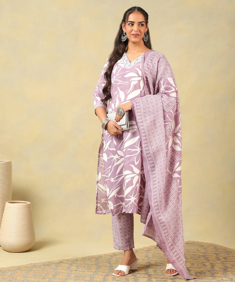 Myra lavender leaf suit set