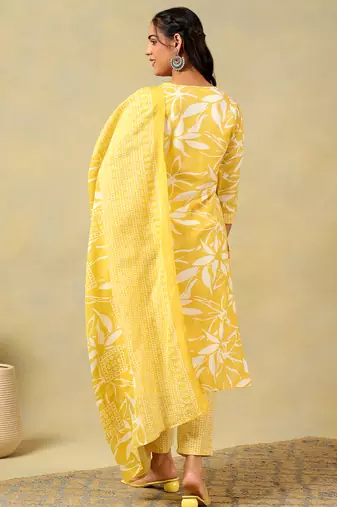Rhea yellow leaf suit set
