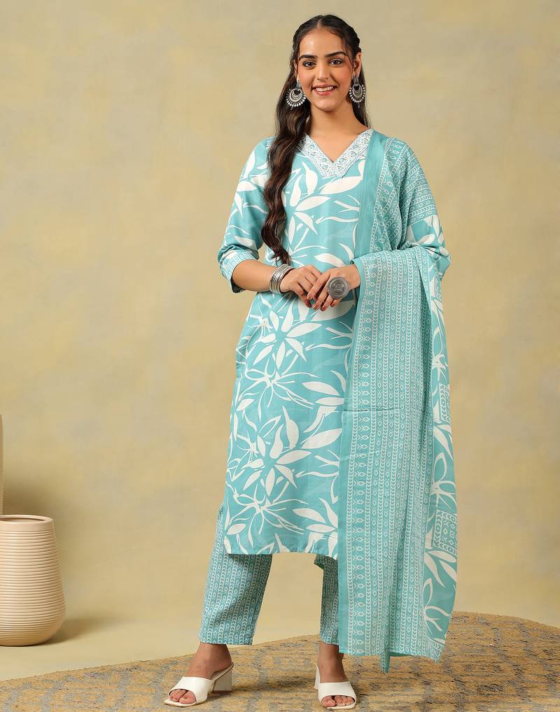 Diya seafoam leaf suit set