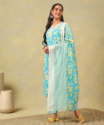 Myra turquoise sun-bloom suit set 3