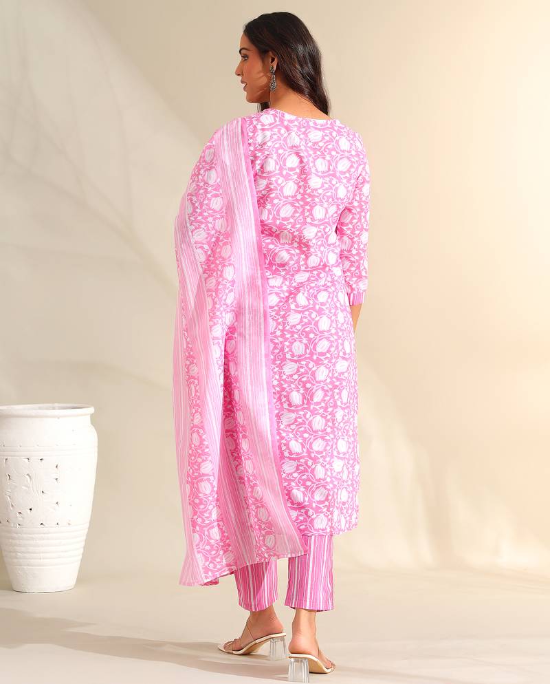 Ruhi rose-vine tulip suit set