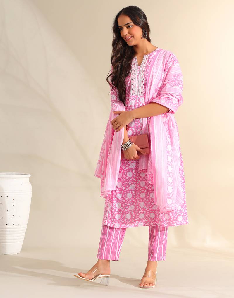 Ruhi rose-vine tulip suit set