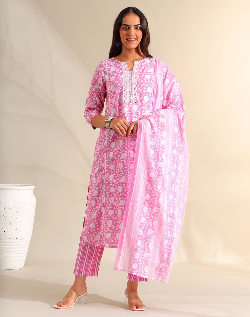 Ruhi rose-vine tulip suit set