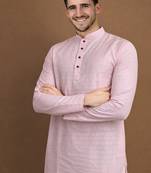 Pink color jaquard butti work jaquard silk kurta payjama set