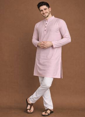 Pink color jaquard butti work jaquard silk kurta payjama set 3